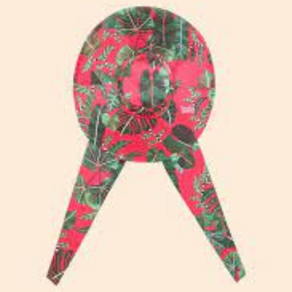 Farm Rio Tropical Groove Exotic Leaves Monstera Floral Reversible Foldable Hat - Picture 3 of 4